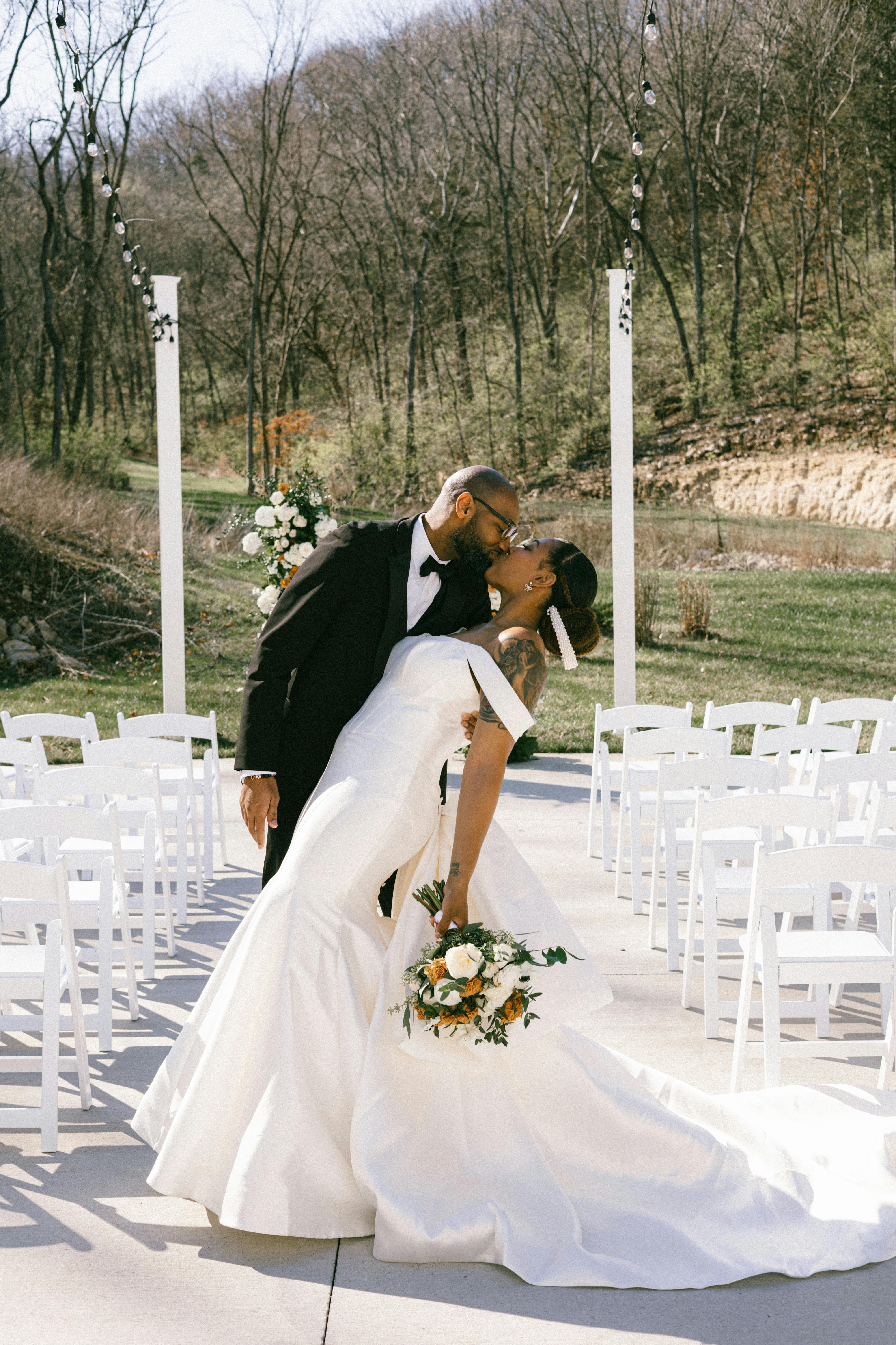 Couple at outdoor wedding ceremony